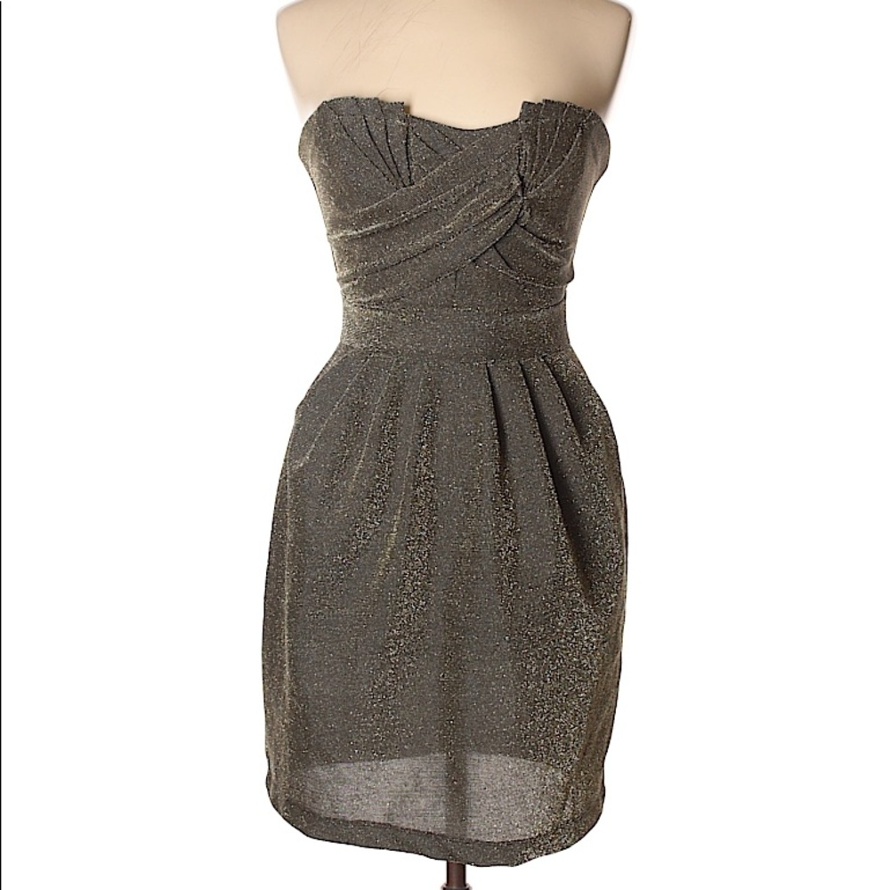 H&M Gold Glitter Strapless Party New Years Dress